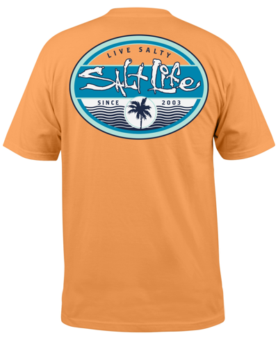 Shop Salt Life Men's Wavy Days Short-sleeve Logo T-shirt In Mock Orange