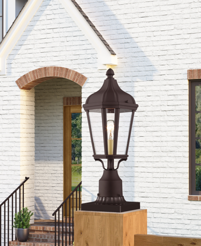 Shop Livex Morgan 1 Light Outdoor Post Top Lantern In Bronze With Antique Gold