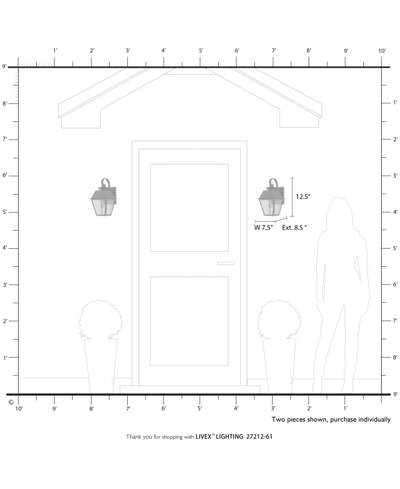 Livex Wentworth 1 Light Outdoor Small Wall Lantern In Charcoal