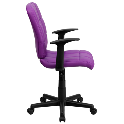 Shop Flash Furniture Mid-back Purple Quilted Vinyl Swivel Task Chair With Arms