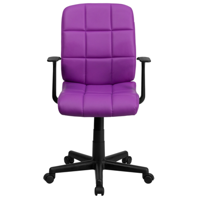 Shop Flash Furniture Mid-back Purple Quilted Vinyl Swivel Task Chair With Arms
