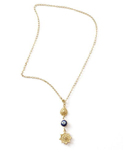 Shop Matr Boomie Drishti Evil Eye Charm Drop Necklace In Brass