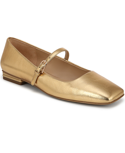Franco Sarto Tinsley Square Toe Mary Jane Flat In Gold Faux Leather