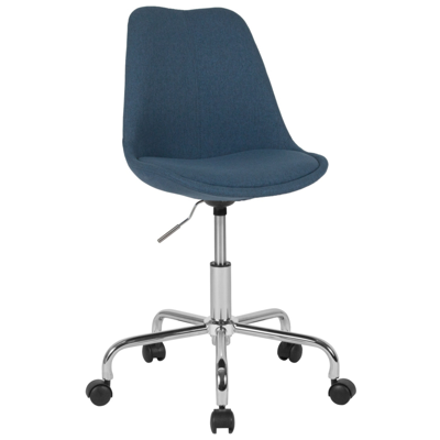 Shop Flash Furniture Aurora Series Mid-back Blue Fabric Task Chair With Pneumatic Lift And Chrome Base