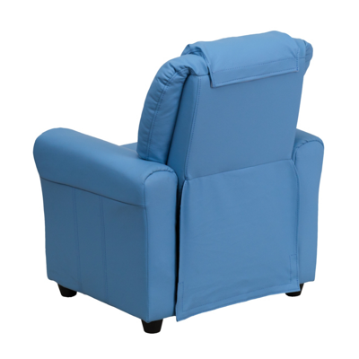 Shop Flash Furniture Contemporary Light Blue Vinyl Kids Recliner With Cup Holder And Headrest