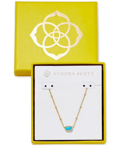 Shop Kendra Scott Boxed Mini Elisa Gold-tone Pendant Necklace, 15" + 4" Extender In Gold Turqu