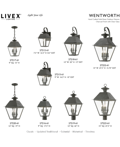 Shop Livex Wentworth 3 Light Outdoor Large Wall Lantern In Charcoal