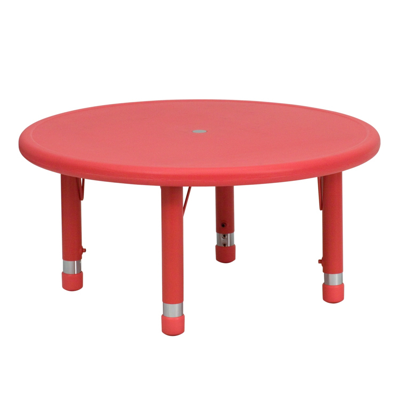 Shop Flash Furniture 33'' Round Red Plastic Height Adjustable Activity Table
