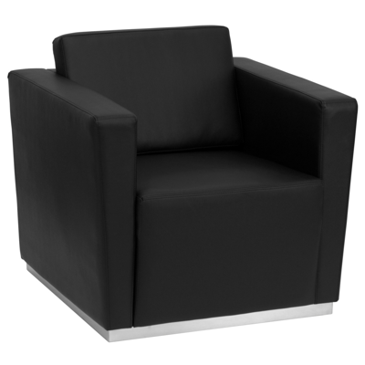Shop Flash Furniture Hercules Trinity Series Contemporary Black Leather Chair With Stainless Steel Base