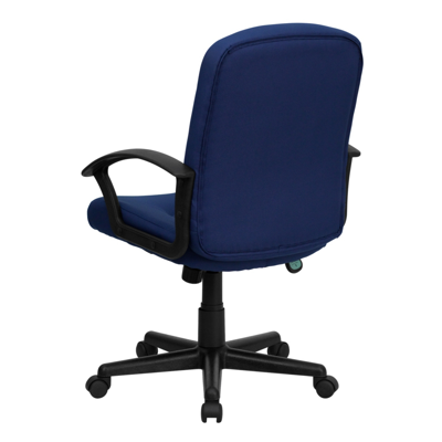 Shop Flash Furniture Mid-back Navy Fabric Executive Swivel Chair With Nylon Arms In Blue
