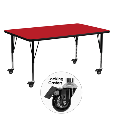 Shop Flash Furniture Mobile 24''w X 60''l Rectangular Red Hp Laminate Activity Table