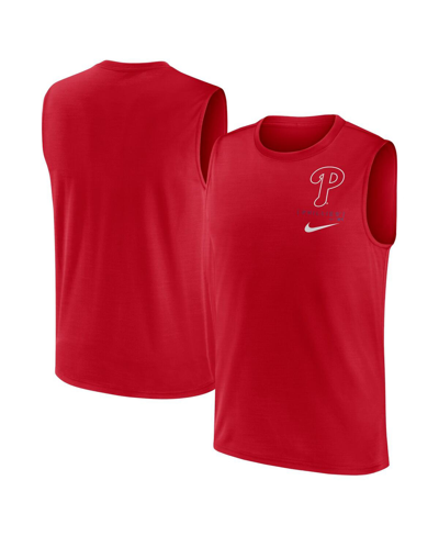 Shop Nike Men's  Red Philadelphia Phillies Large Logo Muscle Tank Top