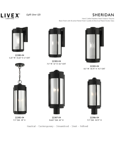 Livex Sheridan 2 Light Outdoor Wall Lantern In Black