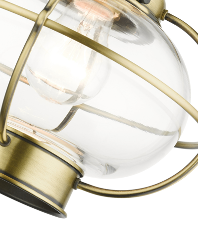 Livex Newburyport 1 Light Outdoor Pendant Lantern In Antique Brass