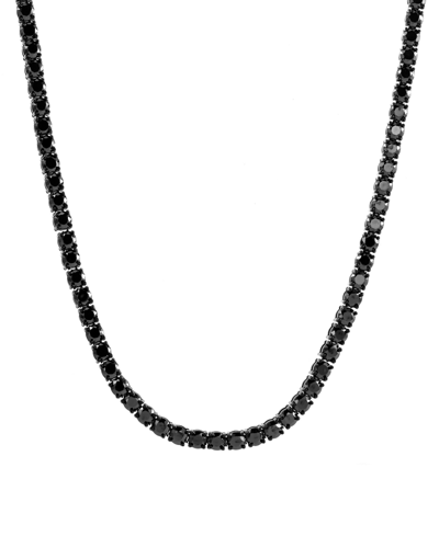 Shop Blackjack Men's Cubic Zirconia 20" Tennis Necklace In Black Ion-plated Stainless Steel