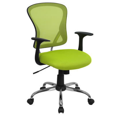 Shop Flash Furniture Mid-back Green Mesh Swivel Task Chair With Chrome Base And Arms