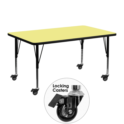 Shop Flash Furniture Mobile 24''w X 48''l Rectangular Yellow Thermal Laminate Activity Table