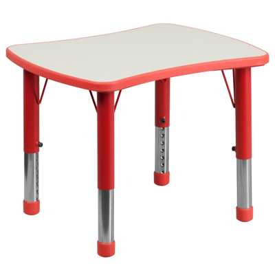 Shop Flash Furniture 21.875''w X 26.625''l Rectangular Red Plastic Height Adjustable Activity Table With Grey Top