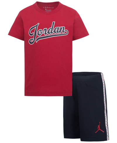Shop Jordan Little Boys Flight Mvp Tee And Mesh Shorts Set In Black