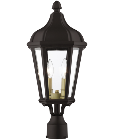 Shop Livex Morgan 2 Light Outdoor Post Top Lantern In Bronze With Antique Gold