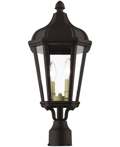 Shop Livex Morgan 2 Light Outdoor Post Top Lantern In Bronze With Antique Gold