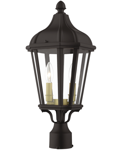 Shop Livex Morgan 2 Light Outdoor Post Top Lantern In Bronze With Antique Gold