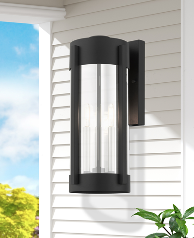 Shop Livex Sheridan 3 Light Outdoor Wall Lantern In Black