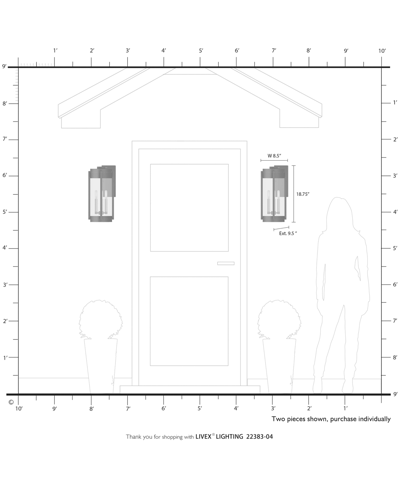 Livex Sheridan 2 Light Outdoor Wall Lantern In Black
