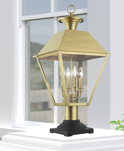 Livex Wentworth 4 Light Outdoor Extra Large Post Top Lantern In Natural Brass