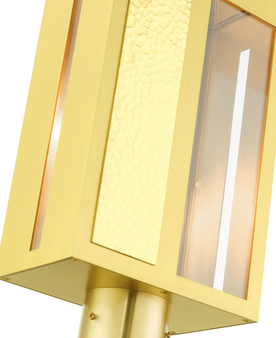Livex Lafayette 1 Light Outdoor Post Top Lantern In Satin Brass With Hammered