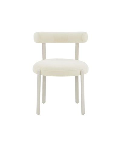 Tov Furniture 1 Pc. Textured Velvet Bolster Back Dining Chair In Cream