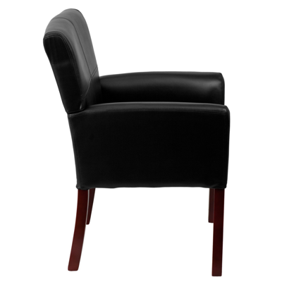 Shop Flash Furniture Black Leather Executive Side Reception Chair With Mahogany Legs