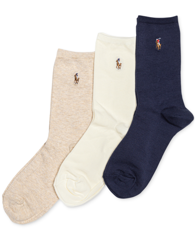 Shop Polo Ralph Lauren Women's 3-pk. Solid Slack Socks In Navy Assorted