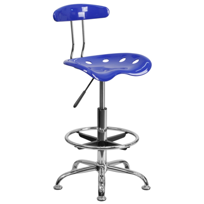 Shop Flash Furniture Vibrant Nautical Blue And Chrome Drafting Stool With Tractor Seat