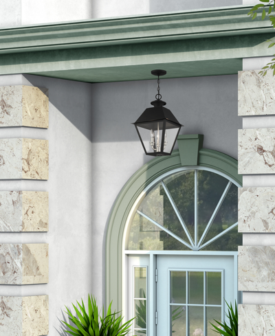 Livex Wentworth 3 Light Outdoor Pendant Lantern In Black With Brushed Nickel