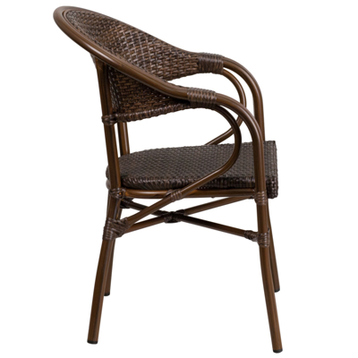 Shop Flash Furniture Milano Series Cocoa Rattan Restaurant Patio Chair In Brown