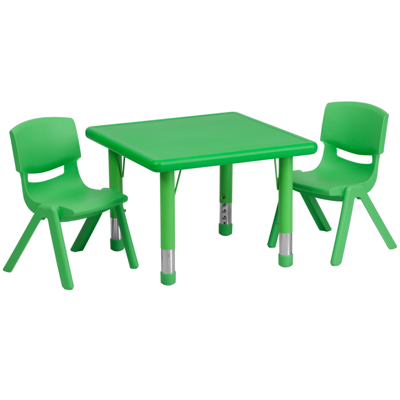 Shop Flash Furniture 24'' Square Green Plastic Height Adjustable Activity Table Set With 2 Chairs