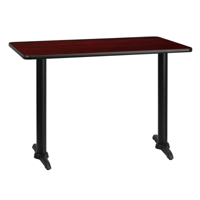 Shop Flash Furniture 30'' X 42'' Rectangular Mahogany Laminate Table Top With 5'' X 22'' Table Height Bases In Brown