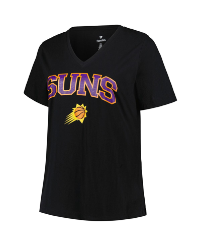 Shop Profile Women's  Black Phoenix Suns Plus Size Arch Over Logo V-neck T-shirt