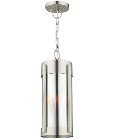 Livex Sheridan 2 Light Outdoor Pendant Lantern In Brushed Nickel