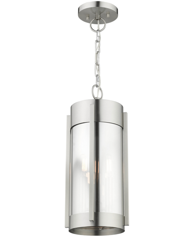 Livex Sheridan 2 Light Outdoor Pendant Lantern In Brushed Nickel