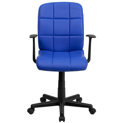 Shop Flash Furniture Mid-back Blue Quilted Vinyl Swivel Task Chair With Arms