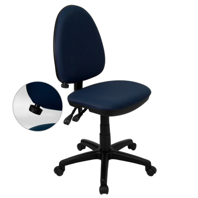 Shop Flash Furniture Mid-back Navy Blue Fabric Multifunction Swivel Task Chair With Adjustable Lumbar Support