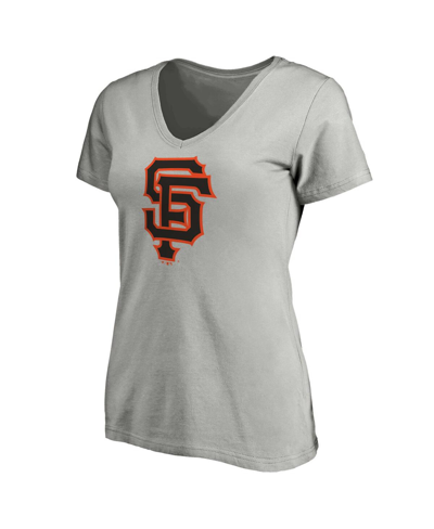 Shop Fanatics Women's  Heathered Gray San Francisco Giants Core Official Logo V-neck T-shirt