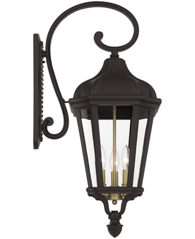 Livex Morgan 3 Light Outdoor Wall Lantern In Bronze With Antique Gold