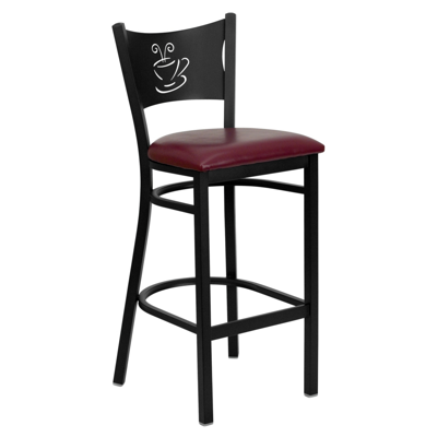 Shop Flash Furniture Hercules Series Black Coffee Back Metal Restaurant Barstool In Dark Red