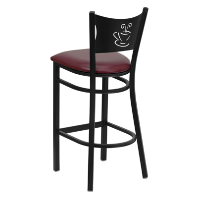 Shop Flash Furniture Hercules Series Black Coffee Back Metal Restaurant Barstool In Dark Red