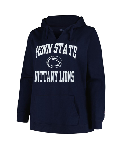 Shop Champion Women's  Navy Penn State Nittany Lions Plus Size Heart And Soul Notch Neck Pullover Hoodie