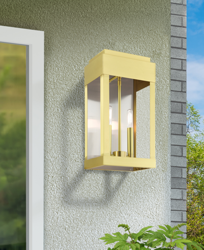 Shop Livex York 2 Light Outdoor Wall Lantern In Satin Brass