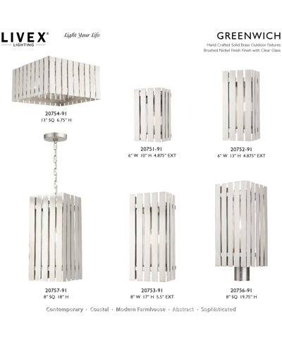 Livex Greenwick 4 Light Outdoor Ceiling Mount In Brushed Nickel